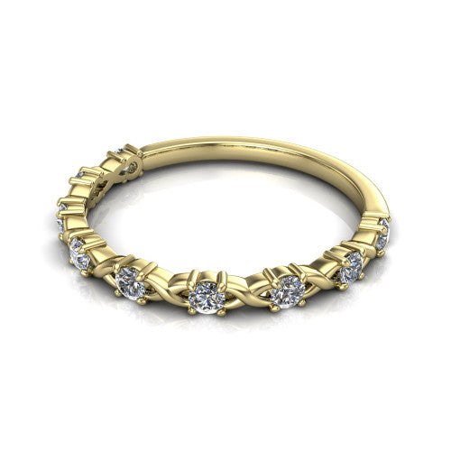 Daisy diamond wedding band in 14K Yellow Gold, three-quarter perspective view
