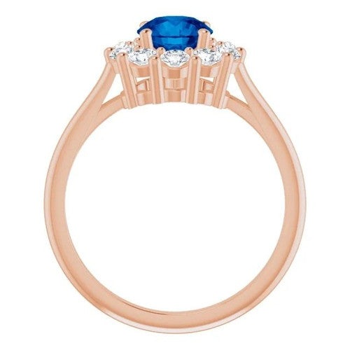 14K Gold Natural Blue Sapphire & 1/2 CTW Natural Diamond Ring 14K Rose Gold