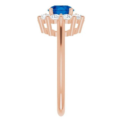 14K Gold Natural Blue Sapphire & 1/2 CTW Natural Diamond Ring 14K Rose Gold