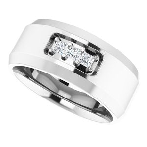 Hammered - Silas - 14K White Gold 1/8 CTW Lab-Grown Diamond Band
