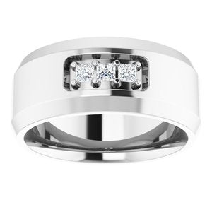 Hammered - Silas - 14K White Gold 1/8 CTW Lab-Grown Diamond Band