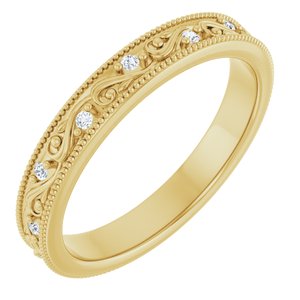 Diamond - Emily - 14K Yellow Gold 1/10 CTW Natural Diamond Floral Band