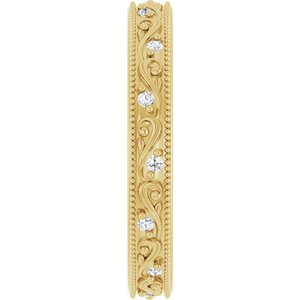 Diamond - Emily - 14K Yellow Gold 1/10 CTW Natural Diamond Floral Band