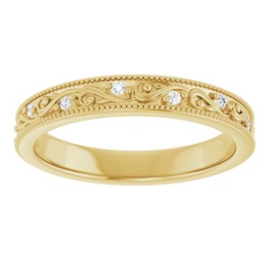 Diamond - Emily - 14K Yellow Gold 1/10 CTW Natural Diamond Floral Band