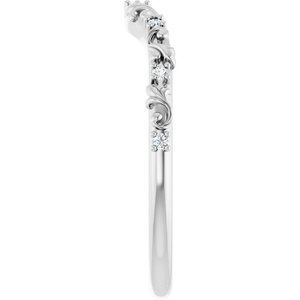 Nature - Heather - 14K White Gold .05 CTW Lab-Grown Diamond Vintage-Inspired Contour Band