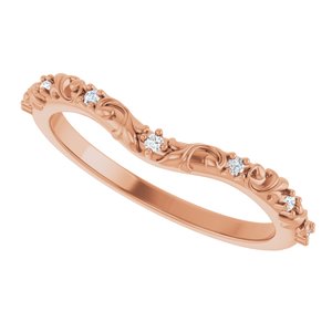 Nature - Heather - 14K Rose Gold .05 CTW Natural Diamond Vintage-Inspired Contour Band