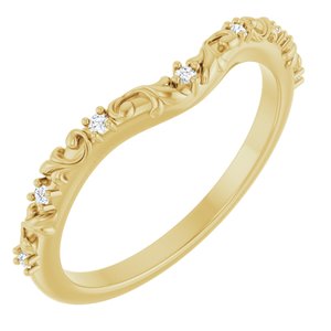 Nature - Heather - 14K Yellow Gold .05 CTW Natural Diamond Vintage-Inspired Contour Band