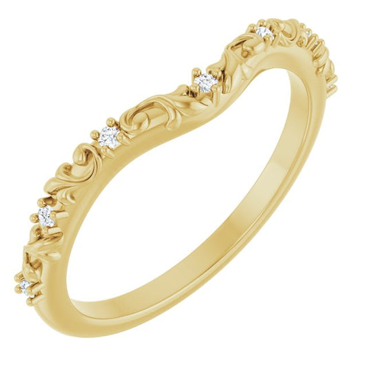 14K Yellow .05 CTW Natural Diamond Vintage-Inspired Contour Band