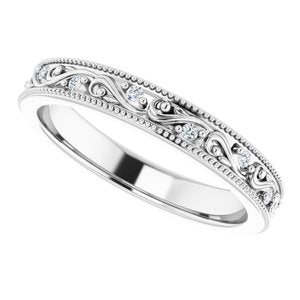Diamond - Emily - 14K White Gold 1/10 CTW Natural Diamond Floral Band