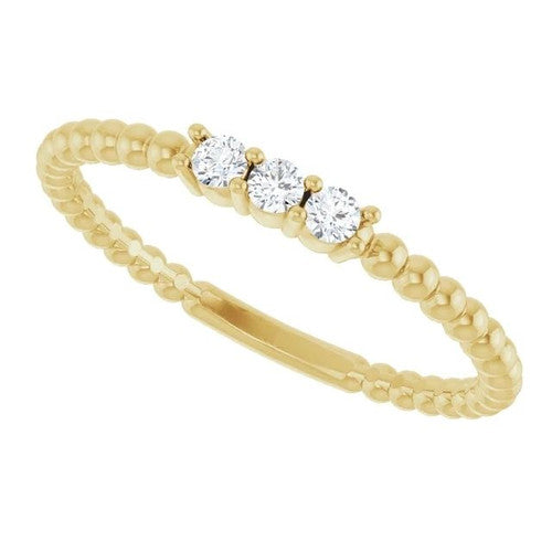 14K Gold 1/10 CTW Natural Diamond Beaded Ring 14K Yellow Gold