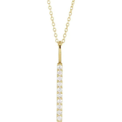 14K Gold 1/6 CTW Diamond Vertical Bar 16-18" Necklace 14K Yellow Gold
