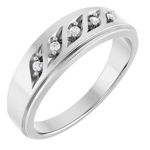 14K White Gold .07 CTW Natural Diamond Five-Stone Band