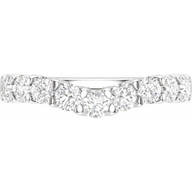14K White 1 CTW Lab-Grown Diamond Contour Band