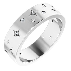 Diamond - Eloise - Platinum 1/8 CTW Natural Diamond Star Band Size 8.5