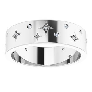 Diamond - Eloise - Platinum 1/8 CTW Natural Diamond Star Band Size 8.5