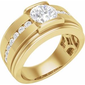 Matte - Jameson - 14K Yellow Gold 2 CTW Lab-Grown Diamond Mens Band