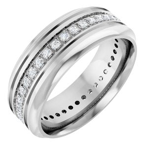 Matte - Brooks - 14K White Gold 1/4 CTW Lab-Grown Diamond Grooved Band