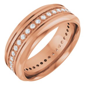 Matte - Brooks - 14K Rose Gold 1/4 CTW Natural Diamond Grooved Band