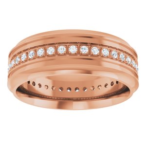 Matte - Brooks - 14K Rose Gold 1/4 CTW Natural Diamond Grooved Band