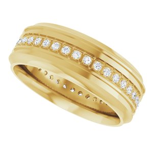 Matte - Brooks - 14K Yellow Gold 1/4 CTW Natural Diamond Grooved Band