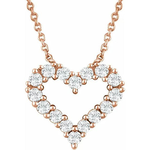 14K Gold 1/4 CTW Natural Diamond Heart 18" Necklace 14K Rose Gold