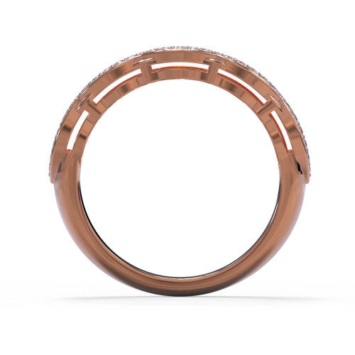 Charmaine - Women's 14k Gold Wedding Band with a Braided Design 14K Rose Gold - Natural Diamond