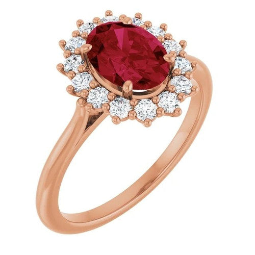 14K Gold Lab-Grown Ruby & 3/8 CTW Natural Diamond Ring 14K Rose Gold