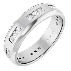 Hammered - Adrian - 14K White Gold 5/8 CTW Lab-Grown Diamond Band
