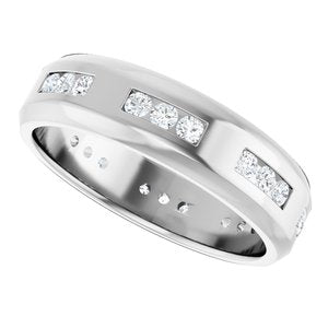 Hammered - Adrian - 14K White Gold 5/8 CTW Natural Diamond Band