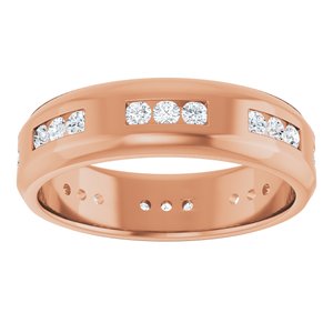 Hammered - Adrian - 14K Rose Gold 5/8 CTW Natural Diamond Band