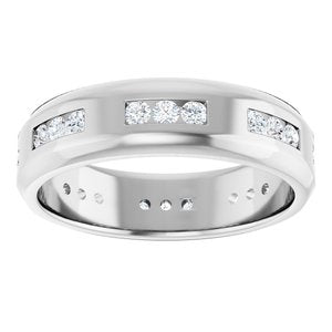 Hammered - Adrian - 14K White Gold 5/8 CTW Natural Diamond Band