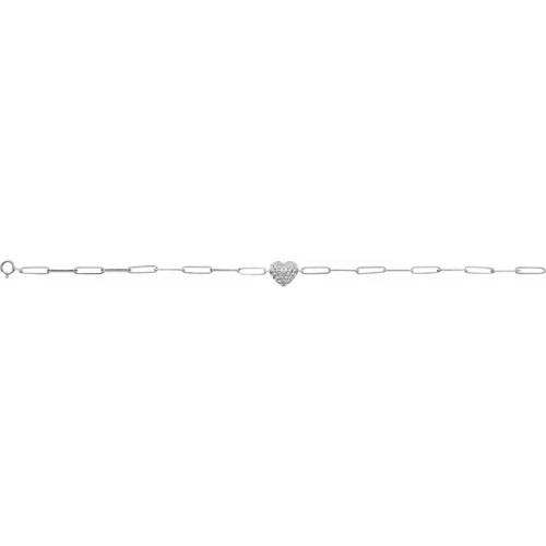 14K Gold 1/3 CTW Natural Diamond Heart & Paperclip-Style 7" Bracelet 14K White Gold