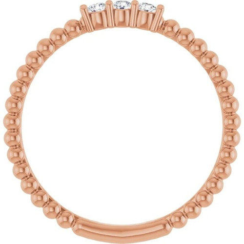 14K Gold 1/10 CTW Natural Diamond Beaded Ring 14K Rose Gold