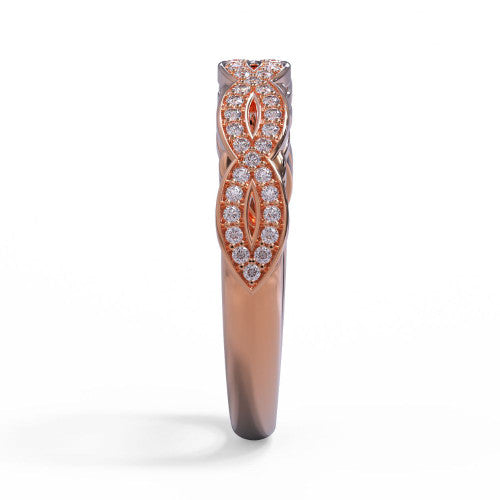Charmaine - Women's 14k Gold Wedding Band with a Braided Design 14K Rose Gold - Natural Diamond