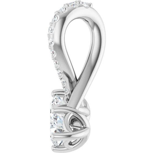 14K Gold 1/2 CTW Natural Diamond Pendant 14K White Gold
