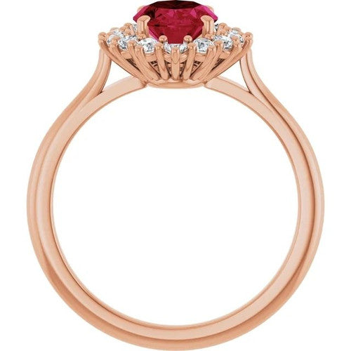14K Gold Lab-Grown Ruby & 3/8 CTW Natural Diamond Ring 14K Rose Gold