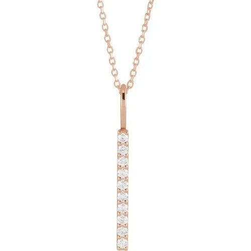 14K Gold 1/6 CTW Diamond Vertical Bar 16-18" Necklace 14K Rose Gold