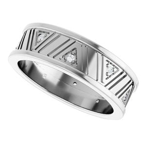 Classic - Rhett - 14K White Gold .08 CTW Natural Diamond Mens Band