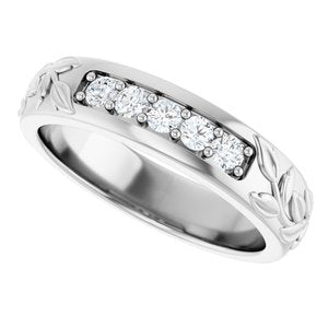 Hammered - Cooper - Platinum 1/3 CTW Natural Diamond Band