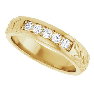 Hammered - Cooper - 14K Yellow Gold 1/3 CTW Lab-Grown Diamond Band