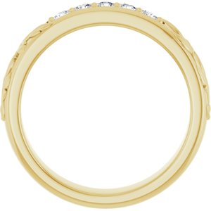 Hammered - Cooper - 14K Yellow Gold 1/3 CTW Natural Diamond Band