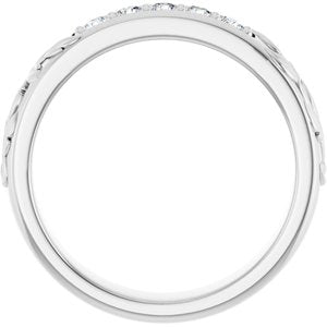 Hammered - Cooper - Platinum 1/3 CTW Natural Diamond Band