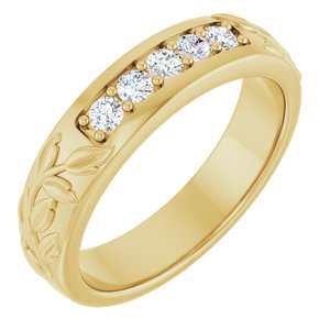 Hammered - Cooper - 14K Yellow Gold 1/3 CTW Lab-Grown Diamond Band