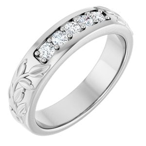 Hammered - Cooper - 14K White Gold 1/3 CTW Natural Diamond Band