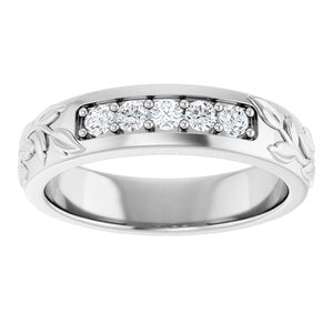 Hammered - Cooper - 14K White Gold 1/3 CTW Lab-Grown Diamond Band