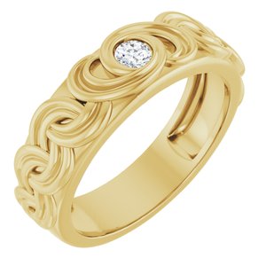 Matte - Ryan - 14K Yellow Gold 1/8 CT Natural Diamond Band