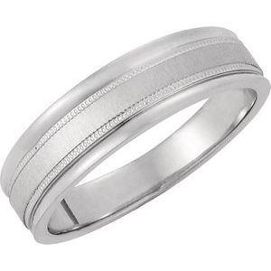 Matte - Jonah - Platinum Milgrain Grooved Tapered Flat Band