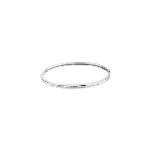 14K Gold 1/2 CTW Natural Diamond Bangle 6 1/2" Bracelet 14K White Gold