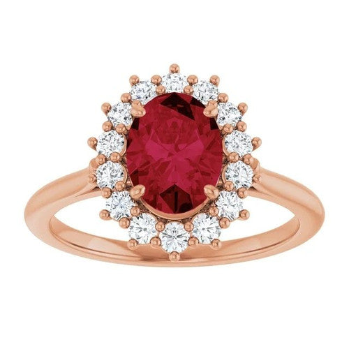 14K Gold Lab-Grown Ruby & 3/8 CTW Natural Diamond Ring 14K Rose Gold