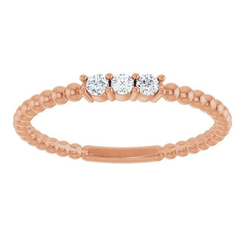 14K Gold 1/10 CTW Natural Diamond Beaded Ring 14K Rose Gold